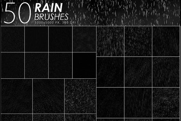 50款高分辨率雨水PS笔刷 50 Rain Photoshop Brushes插图(1)