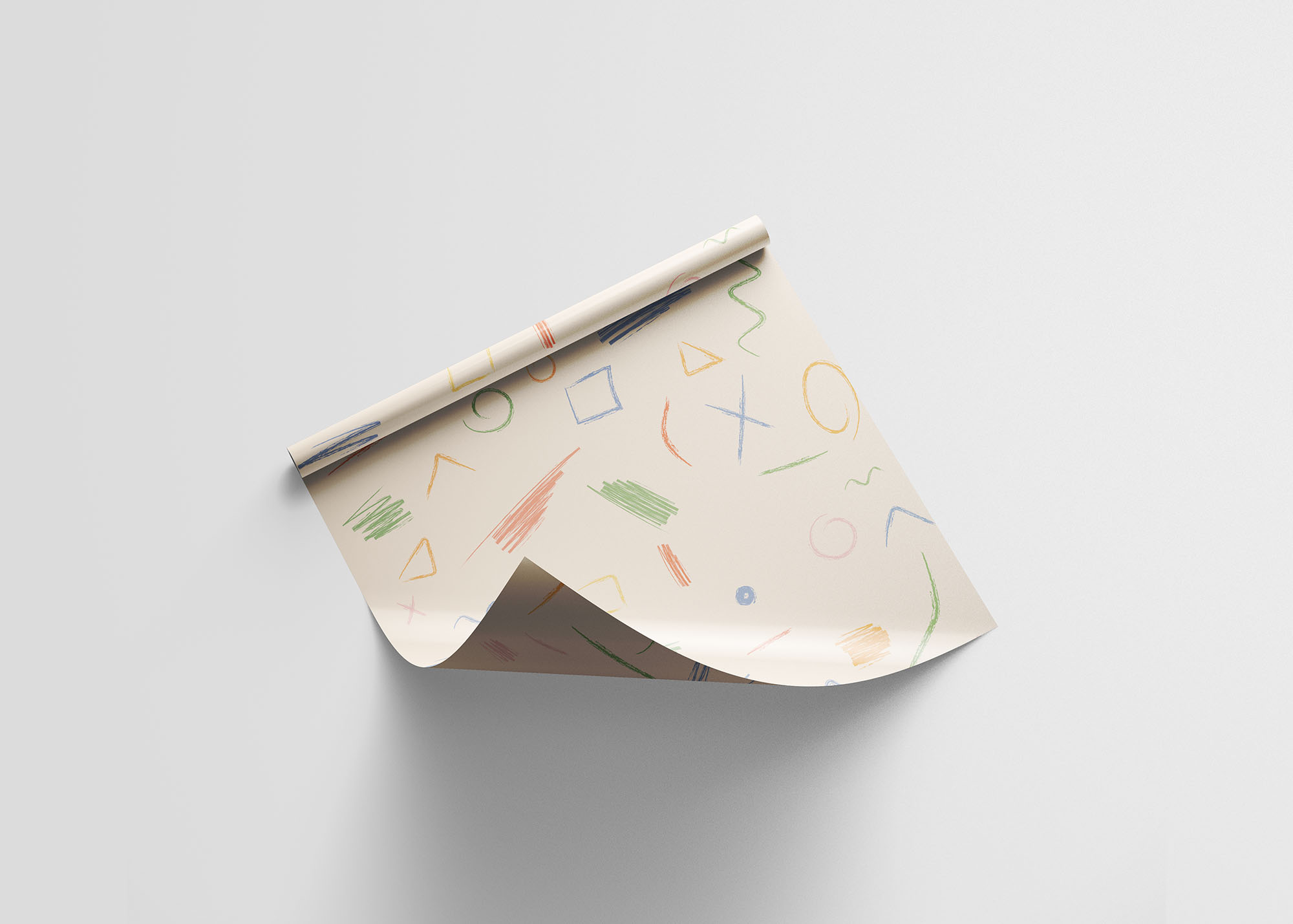 包装纸图案纹理设计效果预览样机模板 Wrapping Paper Mockup插图(6)