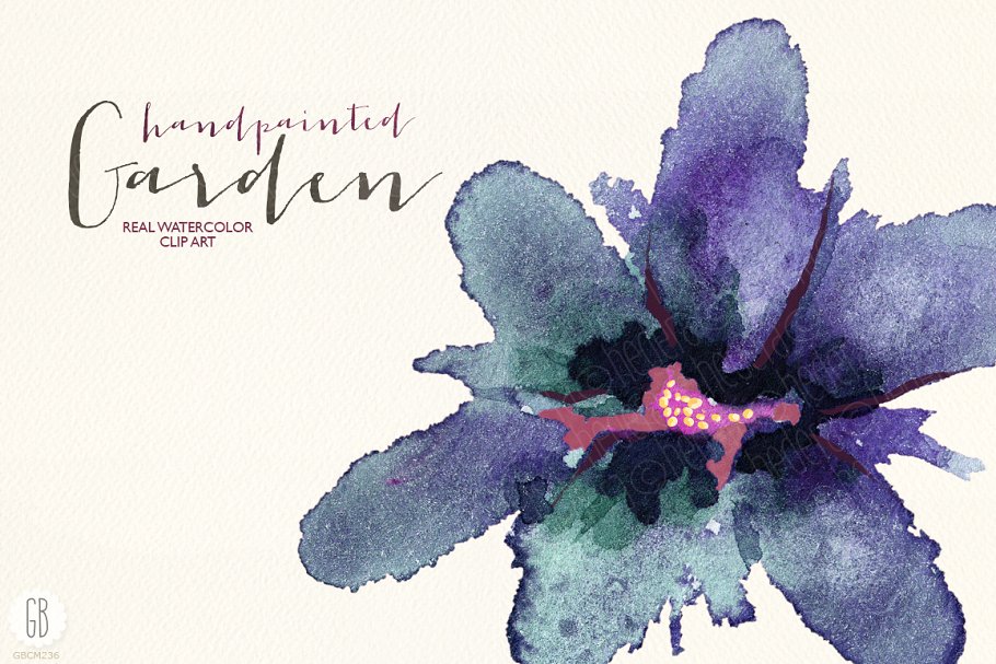 色彩丰富的水彩花园花卉剪贴画 Aquarelle watercolor garden flowers插图(2)