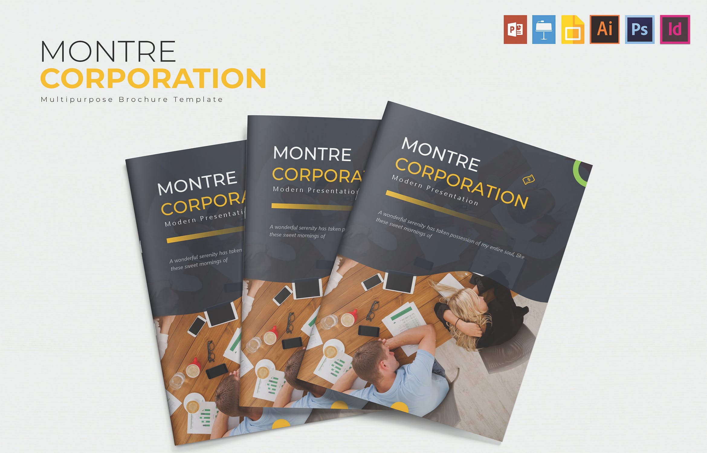 公司业务介绍宣传画册设计模板 Montre Corporation | Borchure  Template插图1
