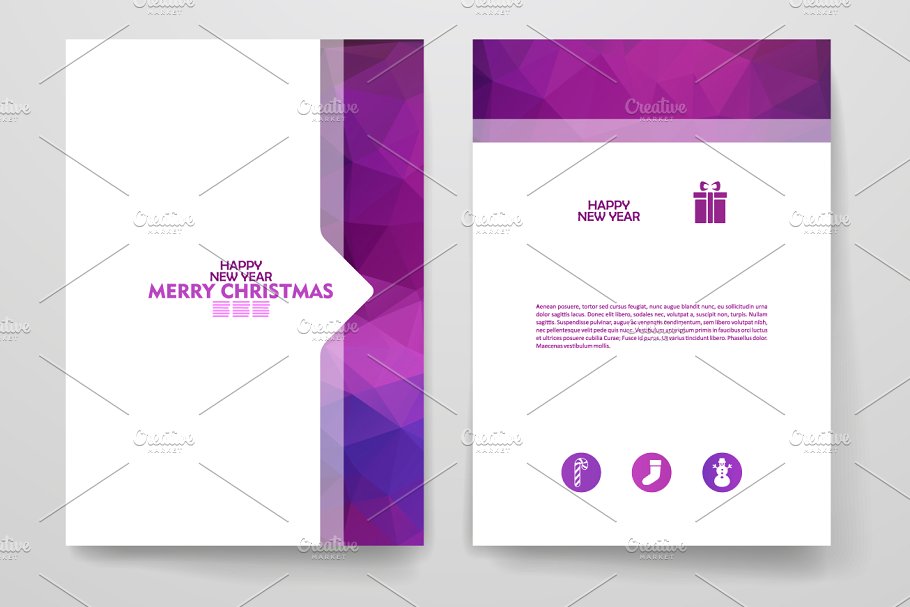 圣诞节主题背景小册子模板 Merry Christmas brochures插图2