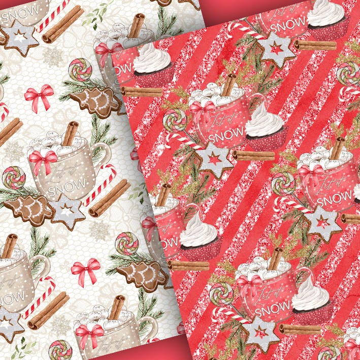甜蜜圣诞节主题数码纸张背景素材 Sweet Christmas digital paper pack插图(3)