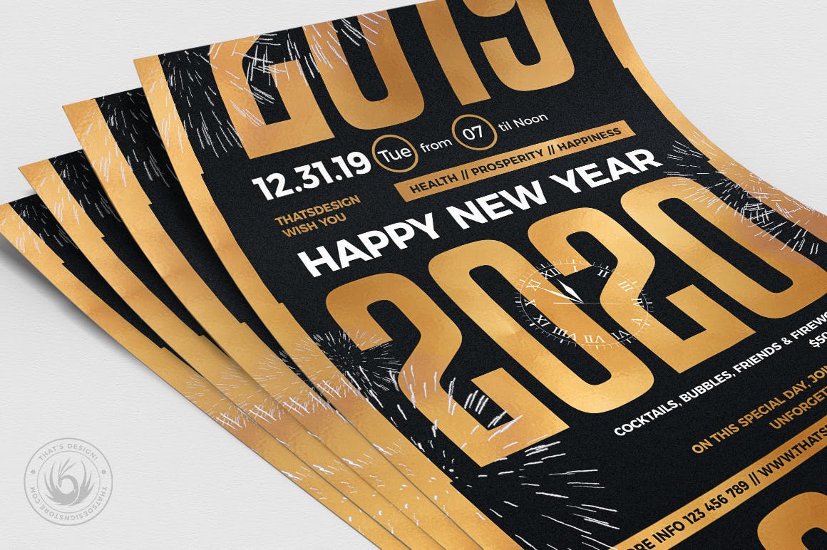 2020年新年跨年倒数活动海报设计模板v11 New Year Flyer Template V11插图(4)