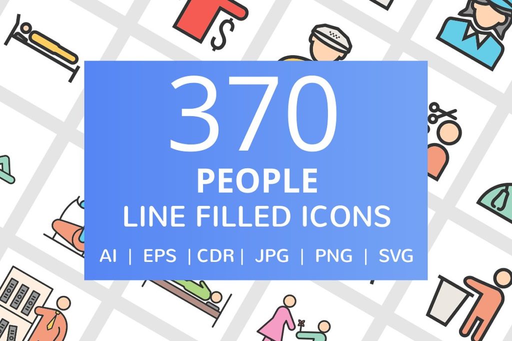 370枚各职业人物线性多色图标下载[AI, CDR, EPS, JPG, PNG, SVG]插图