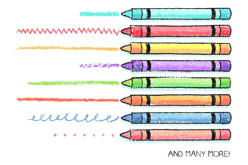 134种不同纹理和压力笔触蜡笔 Illustrator 笔刷 134 Illustrator Crayon Brushes插图(2)