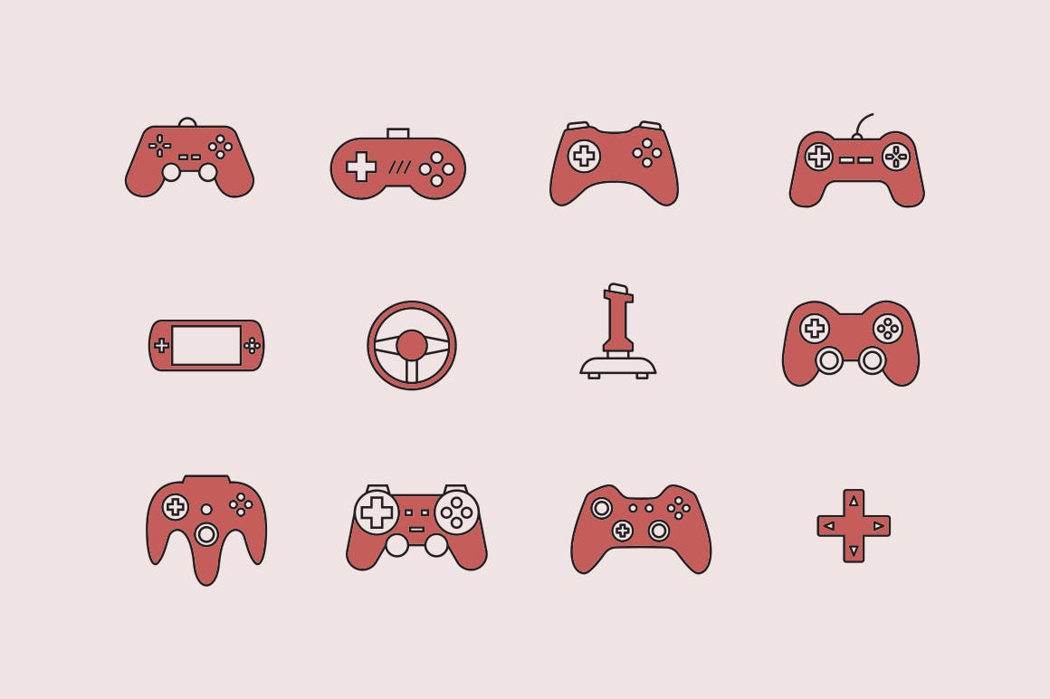 12枚视频游戏控制器矢量图标 12 Video Game Controller Icons插图1