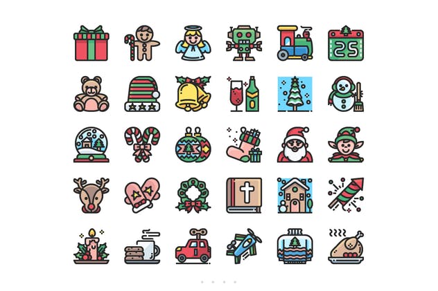 30枚圣诞派对主题彩色图标合集 30 Christmas Party Icon Set插图(1)