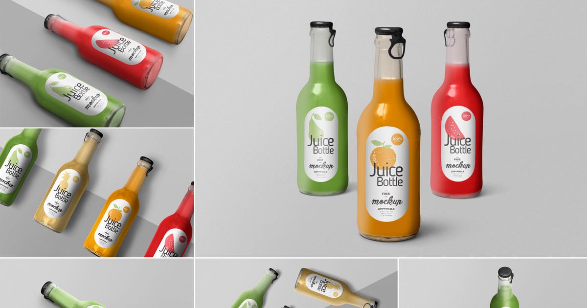 果汁瓶外观设计效果图样机模板 Juice Bottle Mockups插图