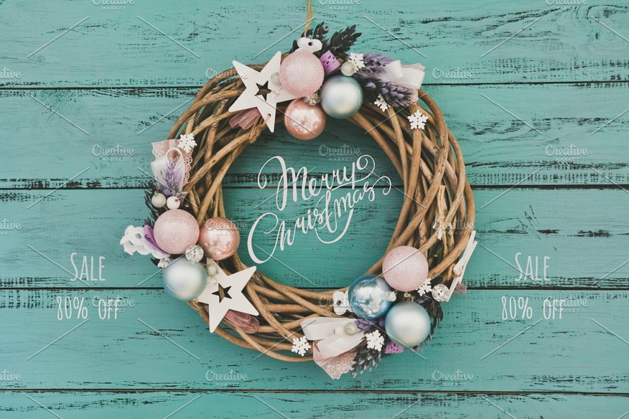 圣诞节主题装饰花环高清照片素材 Christmas Wreath Bundle 15in1插图
