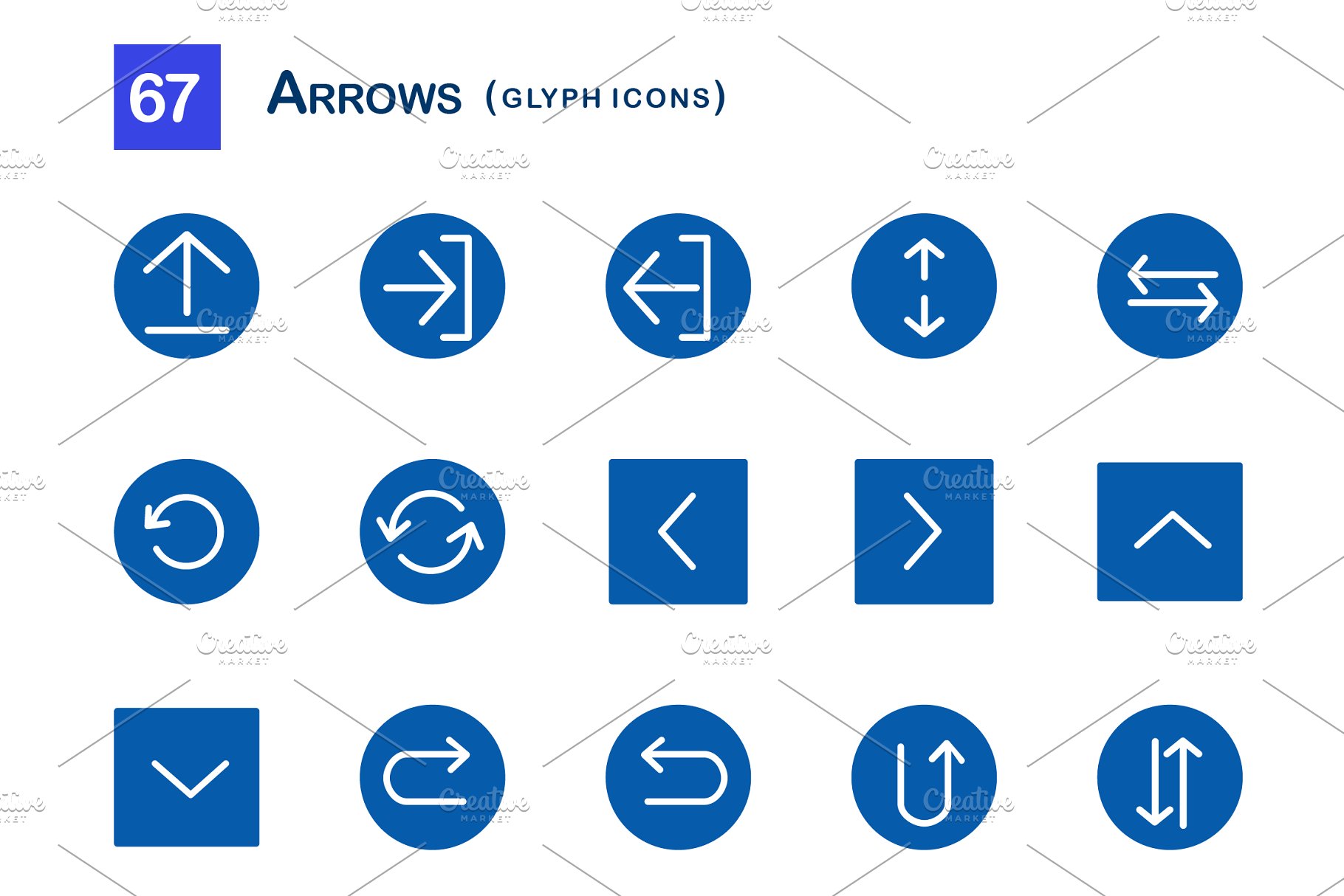 67个箭头字形图标 67 Arrows Glyph Icons插图(2)