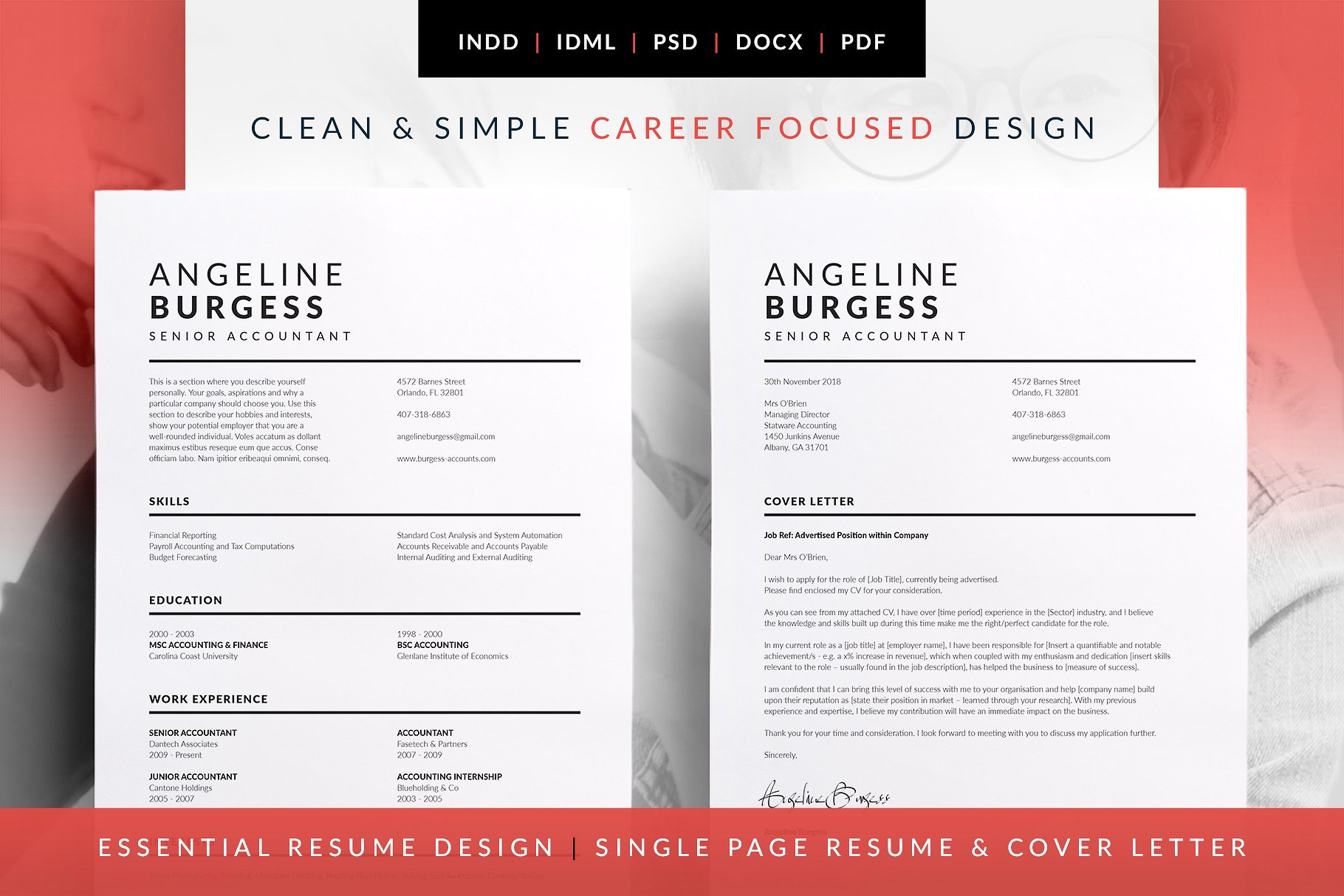 干净简单的基本简历模板 Angeline – Essential Resume插图