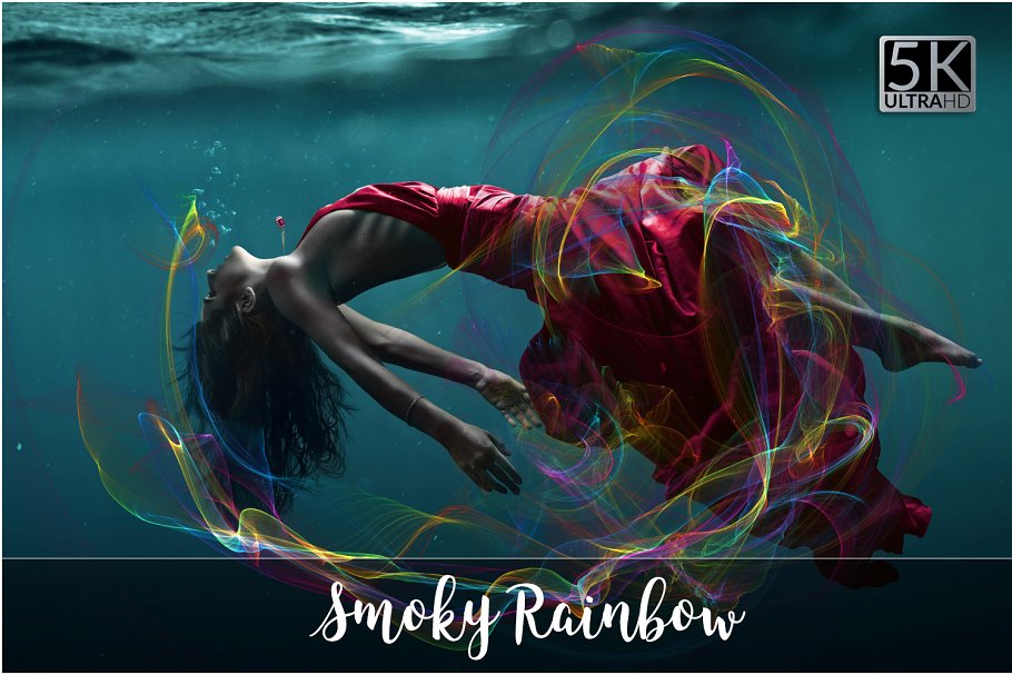 5K分辨率烟幕彩虹叠层背景 5K Smoky Rainbow Overlays插图