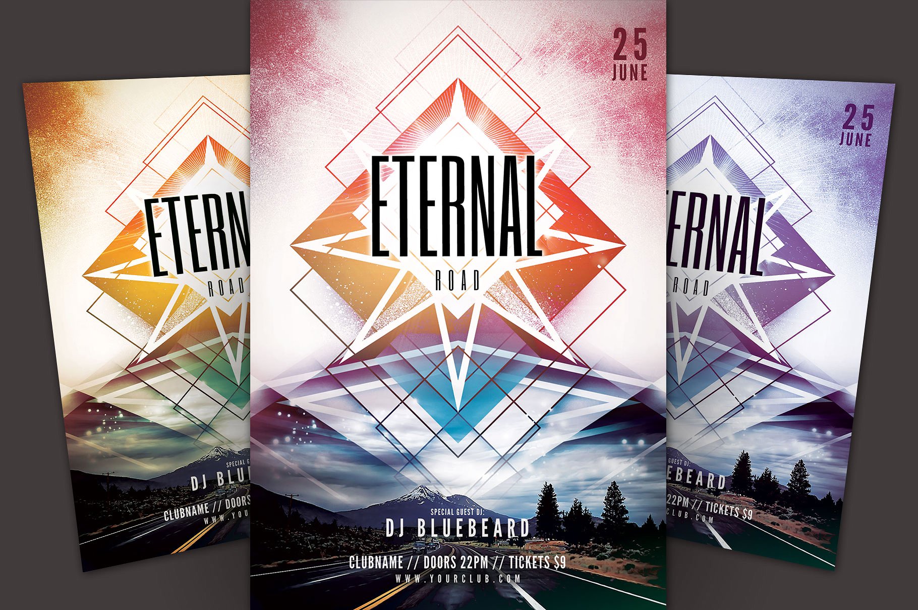 DJ音乐派对活动宣传传单模板 Eternal Road Flyer Template插图