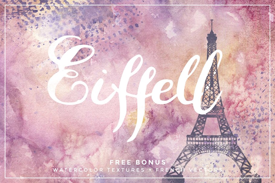 独特华丽法国浪漫主义英文手写字体 Eiffell Brush Script Font + Extras插图