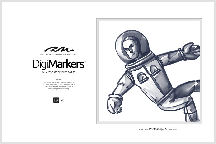 一组灵活简单方便的PS马克笔笔刷 RM Digi Markers插图(1)
