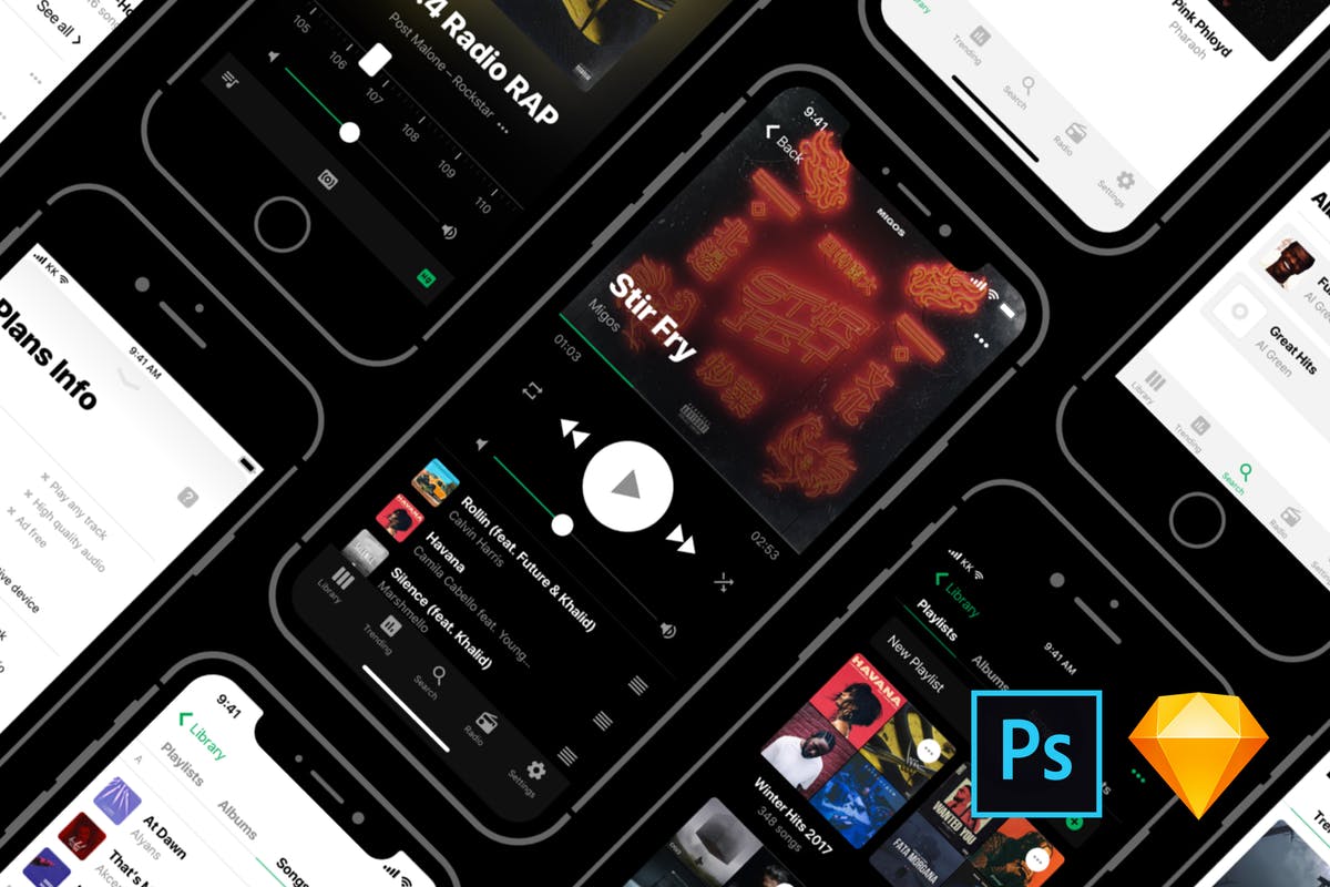 音乐社交APP应用UI设计套件 Heavy UI Kit: Music插图