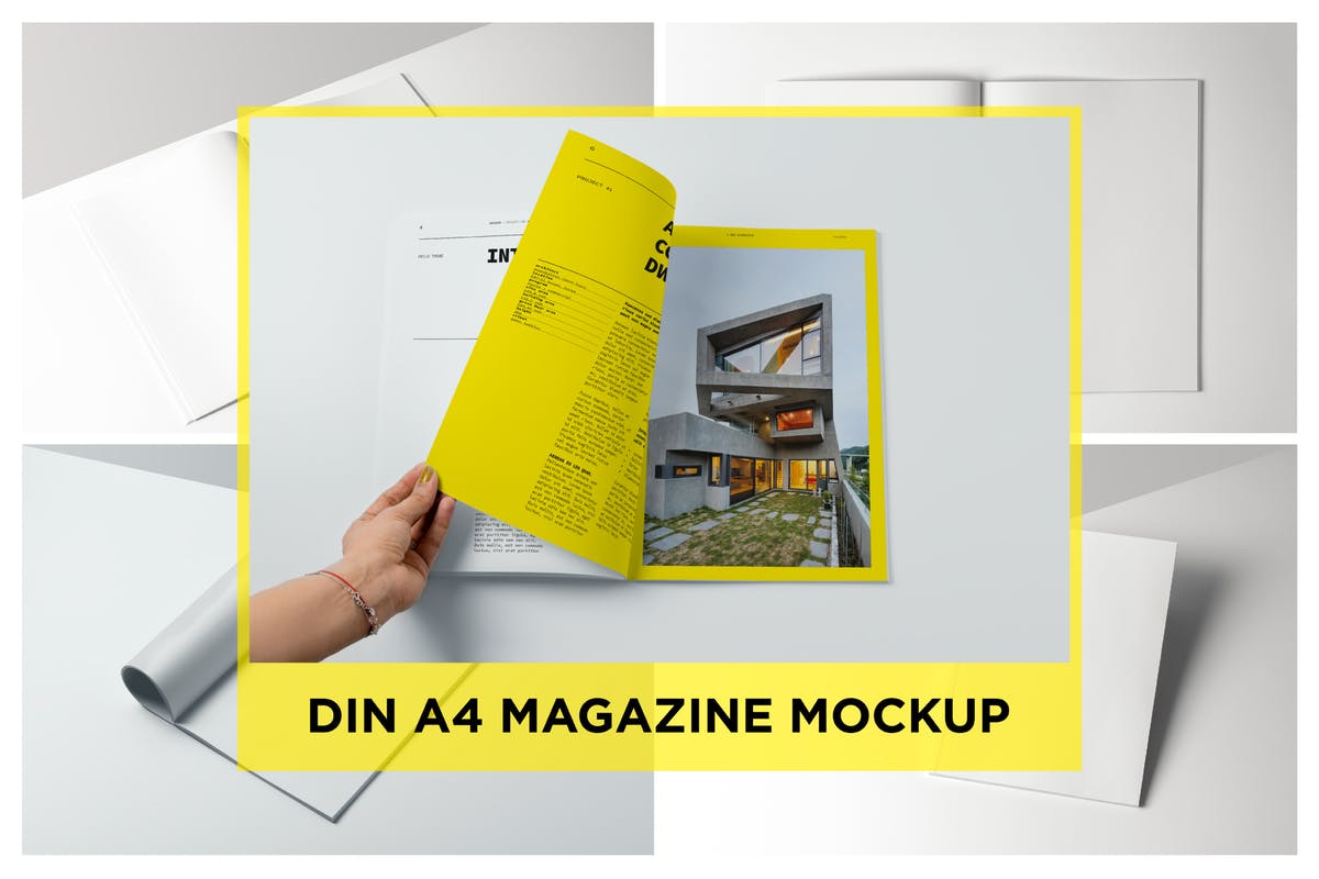 A4规格多视角杂志样机模板 A4 Magazine Mockup插图