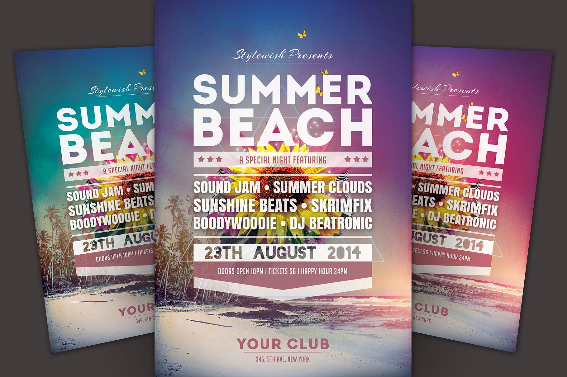夏季海滩派对活动推广海报模板 Summer Beach Flyer Template插图