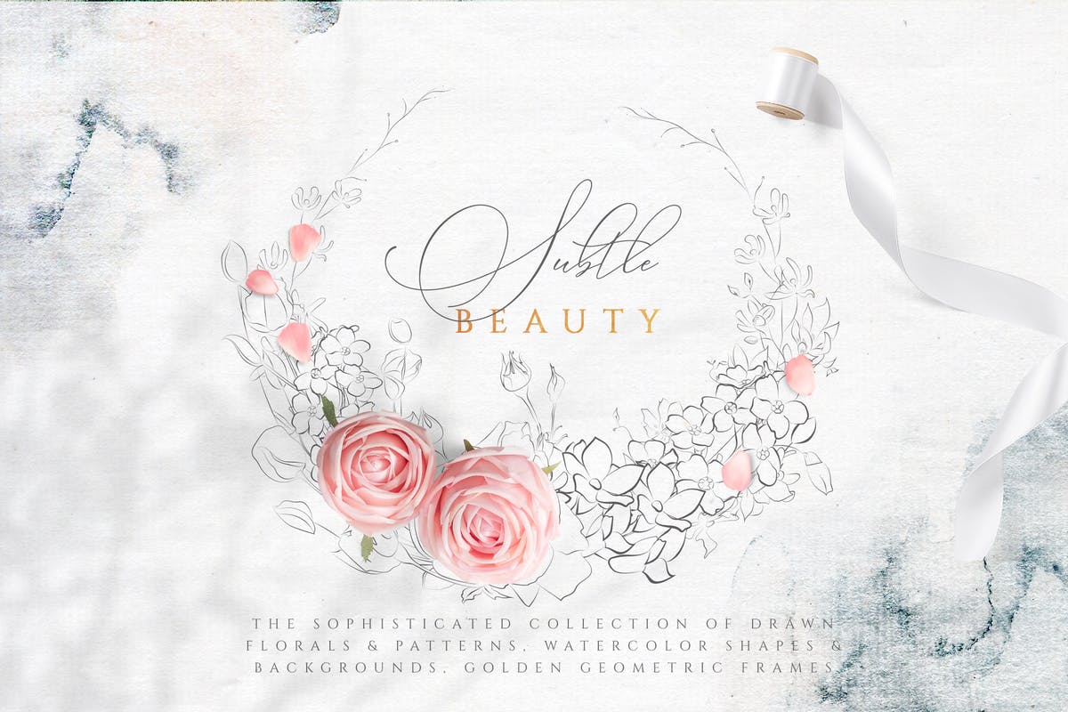 精致美感水彩花卉图案合集 Subtle Beauty Graphic Collection插图