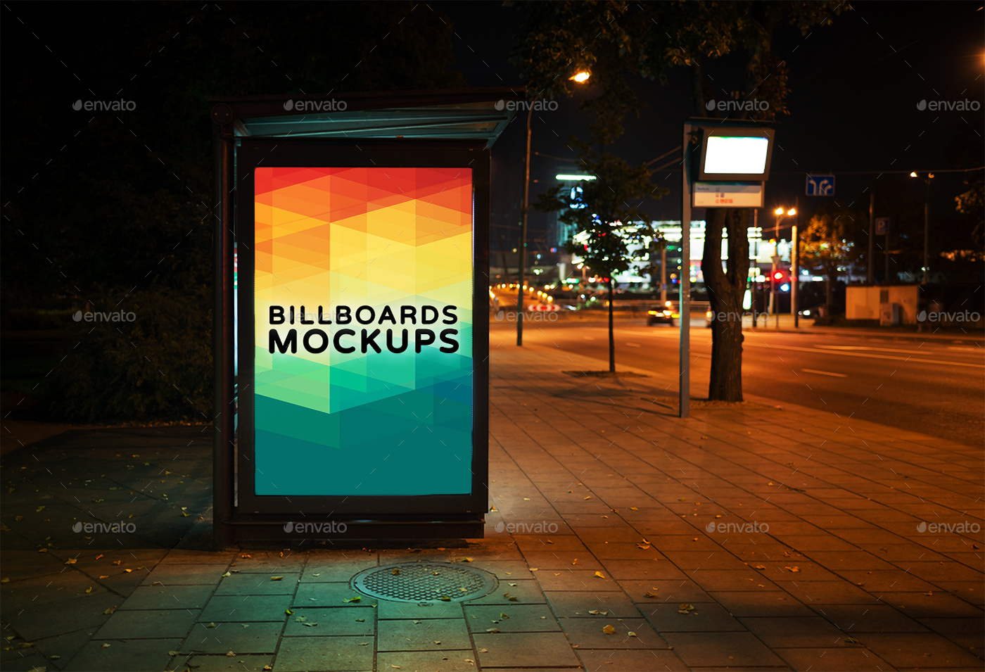 夜间广告牌展示样机模版 Billboards Mockups at Night Vol.2插图(9)