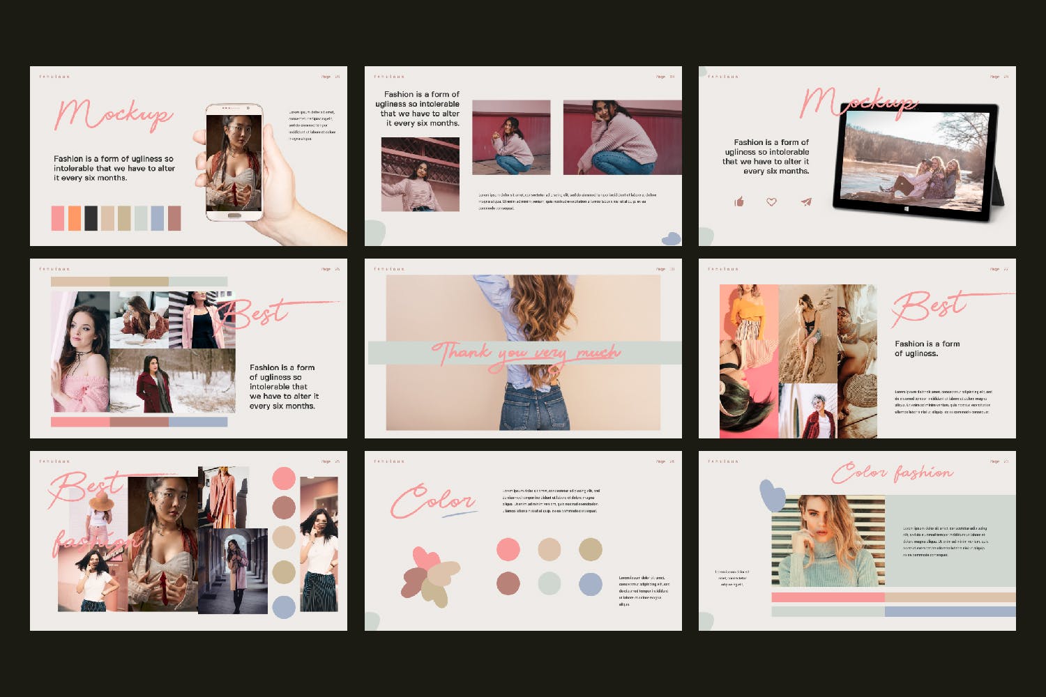 女性时尚行业适用的PPT幻灯片模板 BEAUTIFUL – Powerpoint插图1