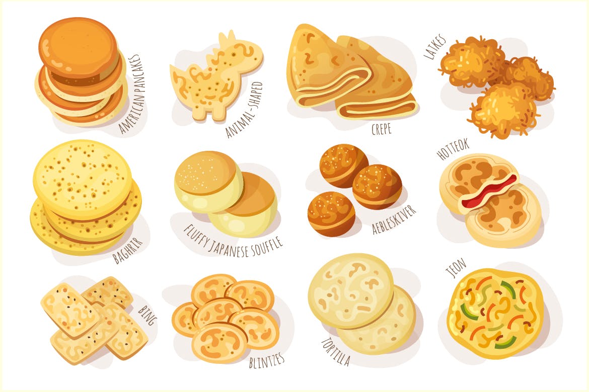 美味的薄煎饼美食矢量设计素材 Delicious Pancakes插图(2)