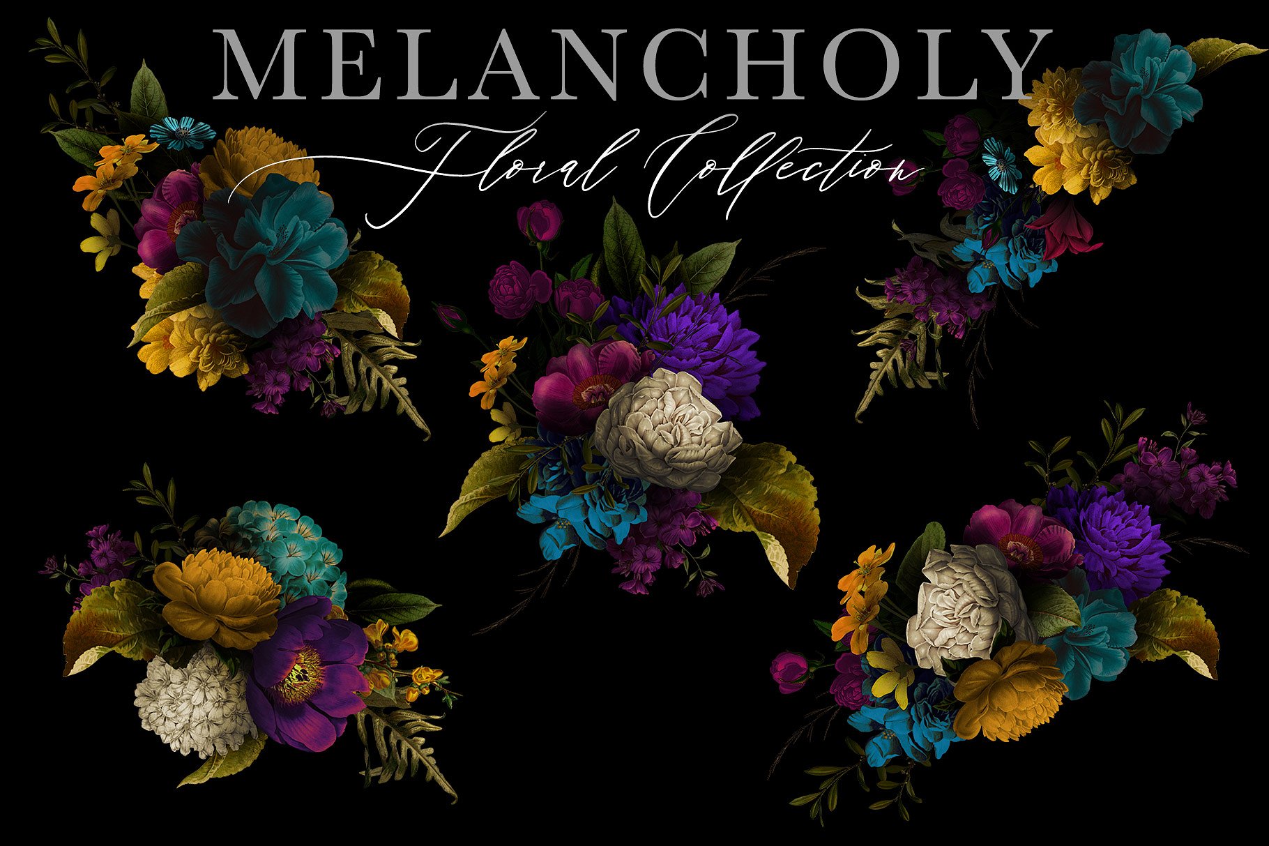 忧郁格调花卉插画合集 Melancholy Floral Collection插图(4)