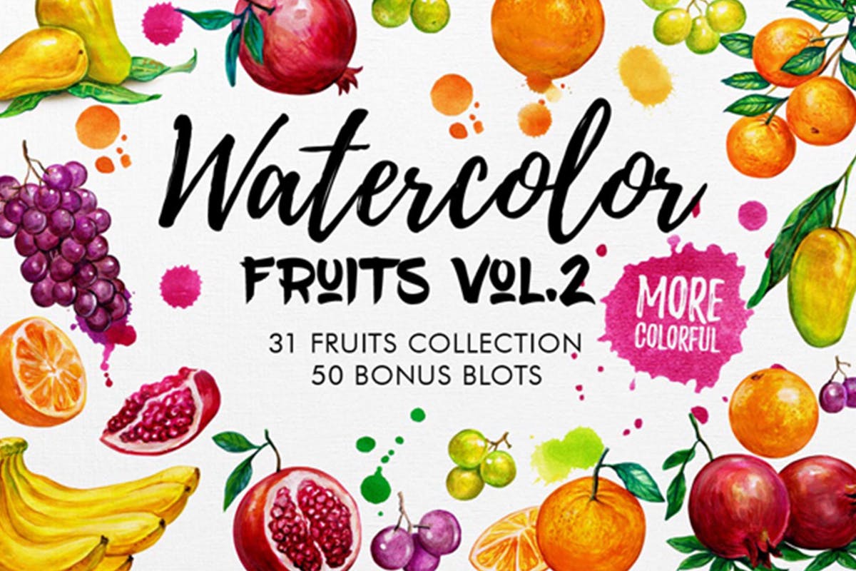 水果元素水彩插图套装Vol.2 Watercolor Fruits Vol. 2插图