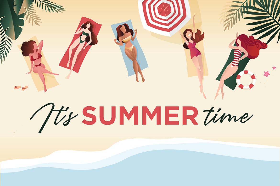 夏日欢乐时光矢量Banner插画v1 Summer time banner插图