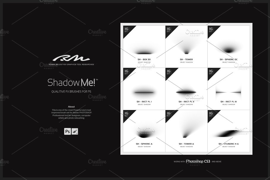 RM出品预渲染阴影PS笔刷套装 RM Shadow Me!插图3