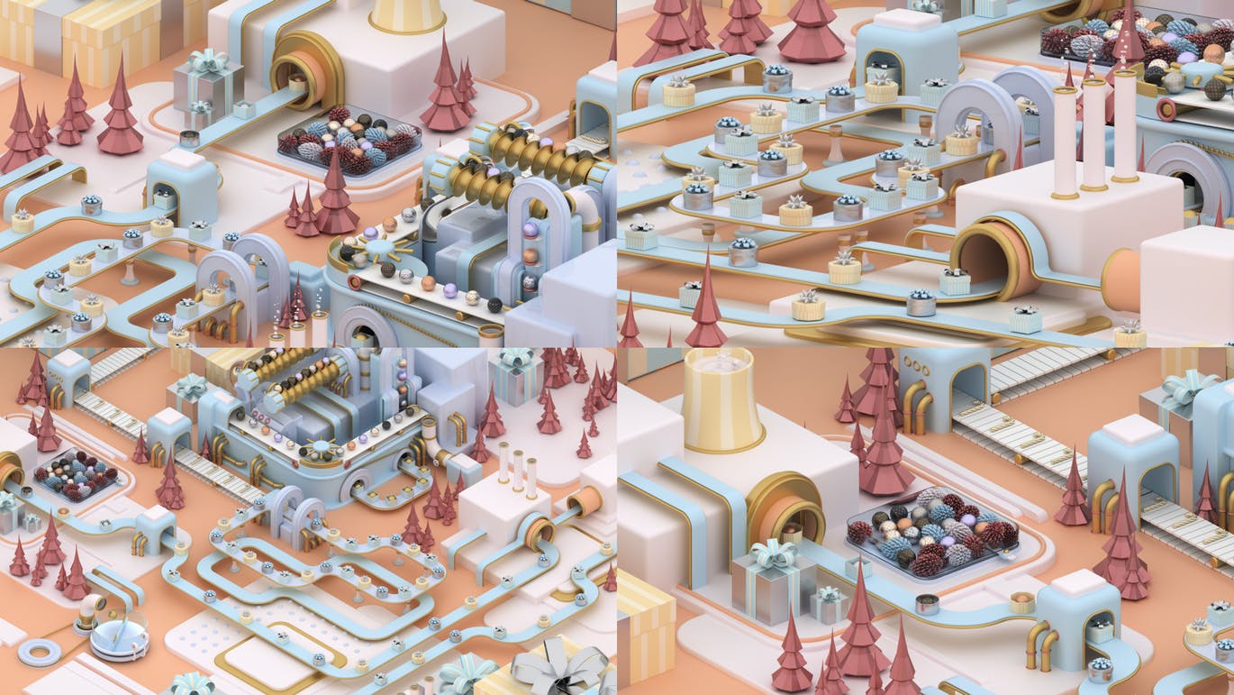 3D建模圣诞节主题概念工厂场景PNG素材 Christmas Factory插图(1)