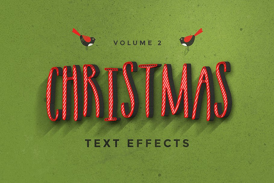 圣诞节主题设计字体图层样式v2 Christmas Text Effects Vol.2插图