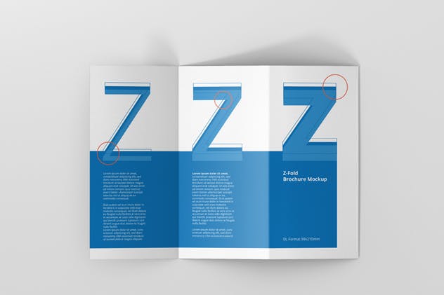 高品质DL三折页宣传册样机模板 DL Z-Fold Brochure Mockup – 99x210mm插图(12)