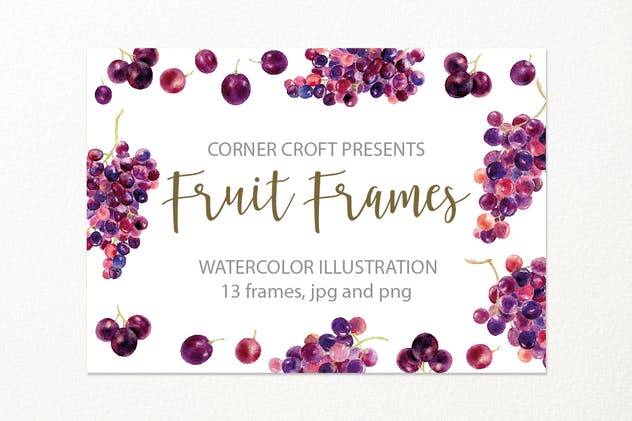 水果水彩手绘装饰框架插画素材 Watercolor fruit frame插图(4)