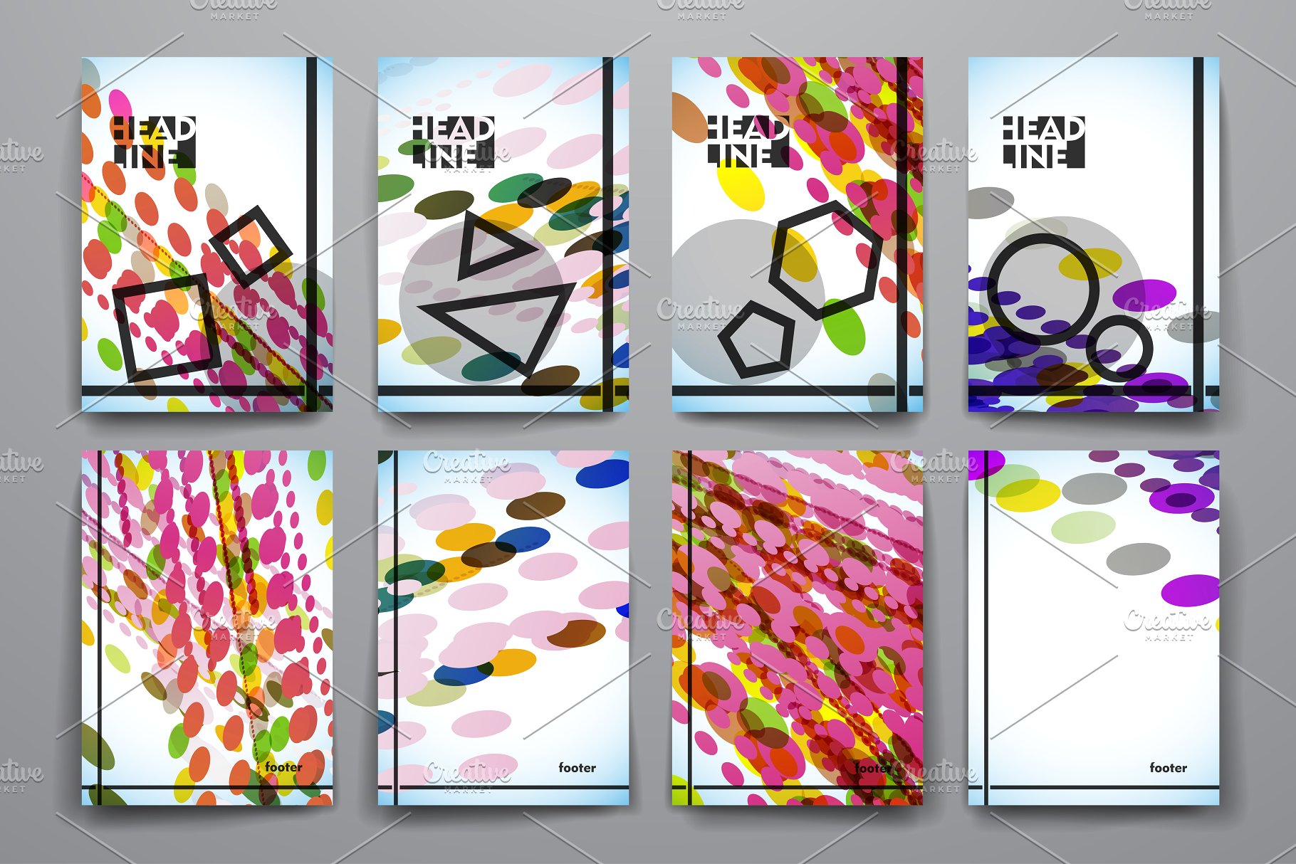 抽象几何叠加图形杂志画册模板 Abstract Brochure Templates插图2