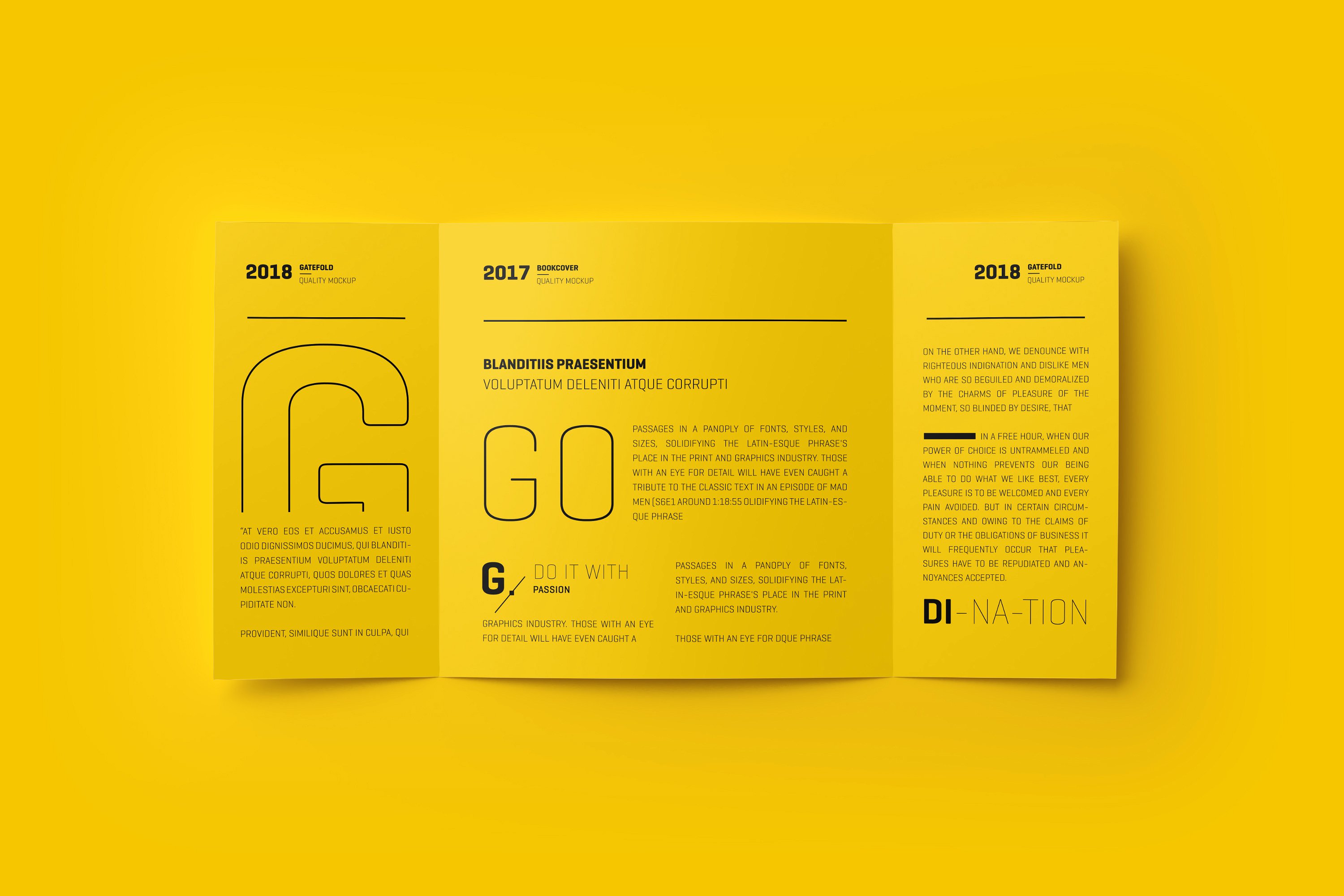 方形折页小册子展示样机下载 Square Gatefold Brochure Mockup-[psd]插图(1)