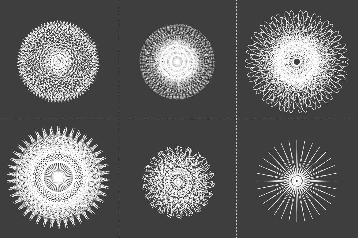 18个曼陀罗风格矢量几何图形素材 Spirographs插图(2)