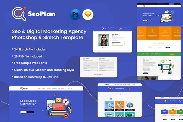 SEO&数字营销服务网站设计模板 SeoPlan – SEO & Digital Marketing Template插图(1)