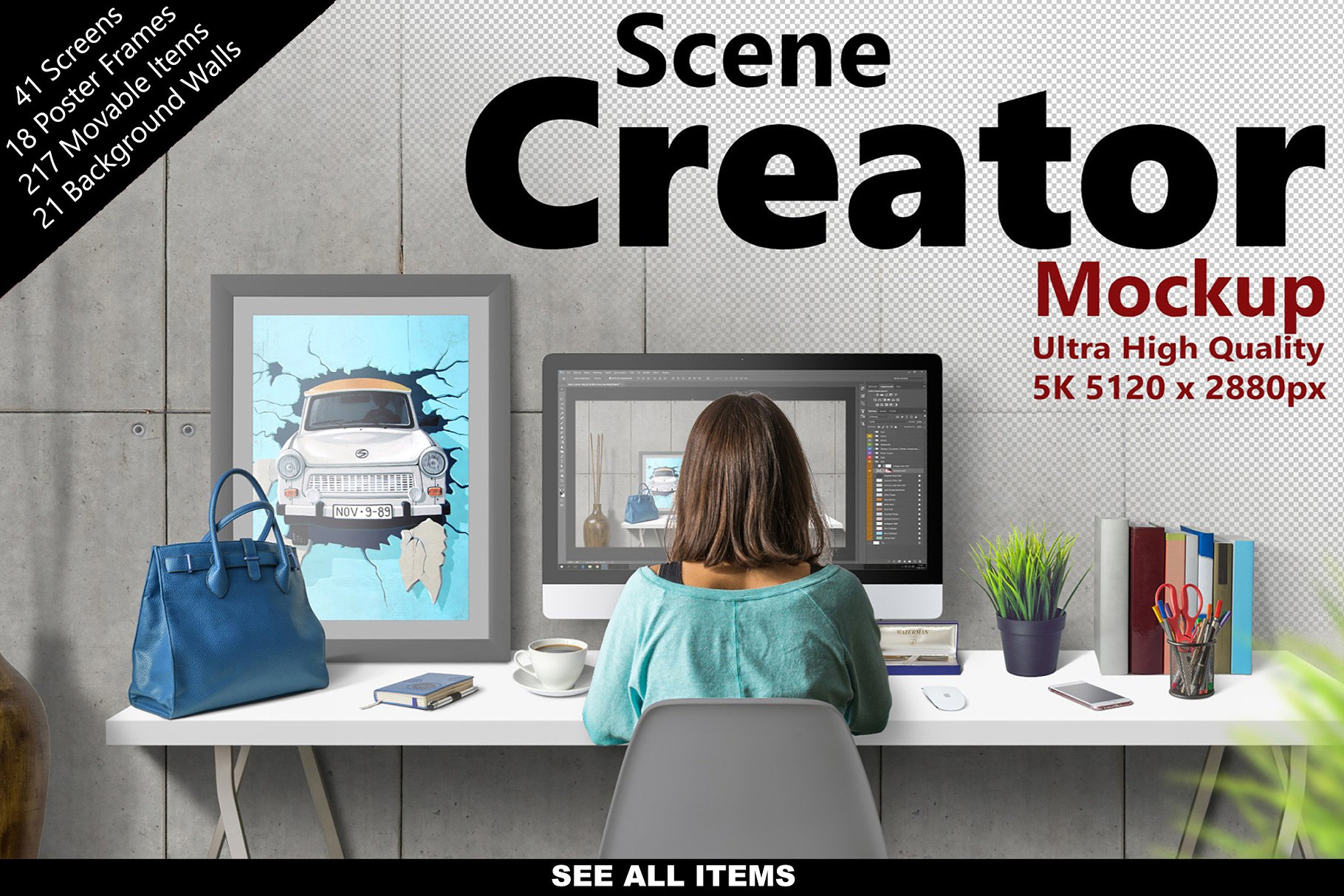 5K高清场景生成模板 SCENE CREATOR 5K Mockup（场景模板、海报、独立元素&背景）插图