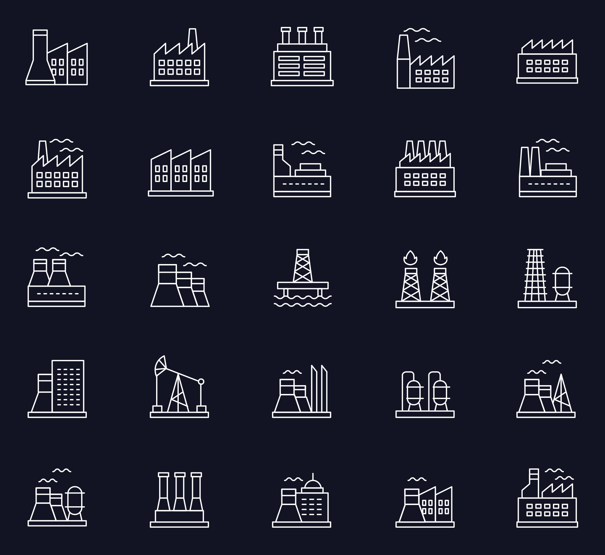25枚建筑线性图标设计素材 25 Free Industry Icons插图