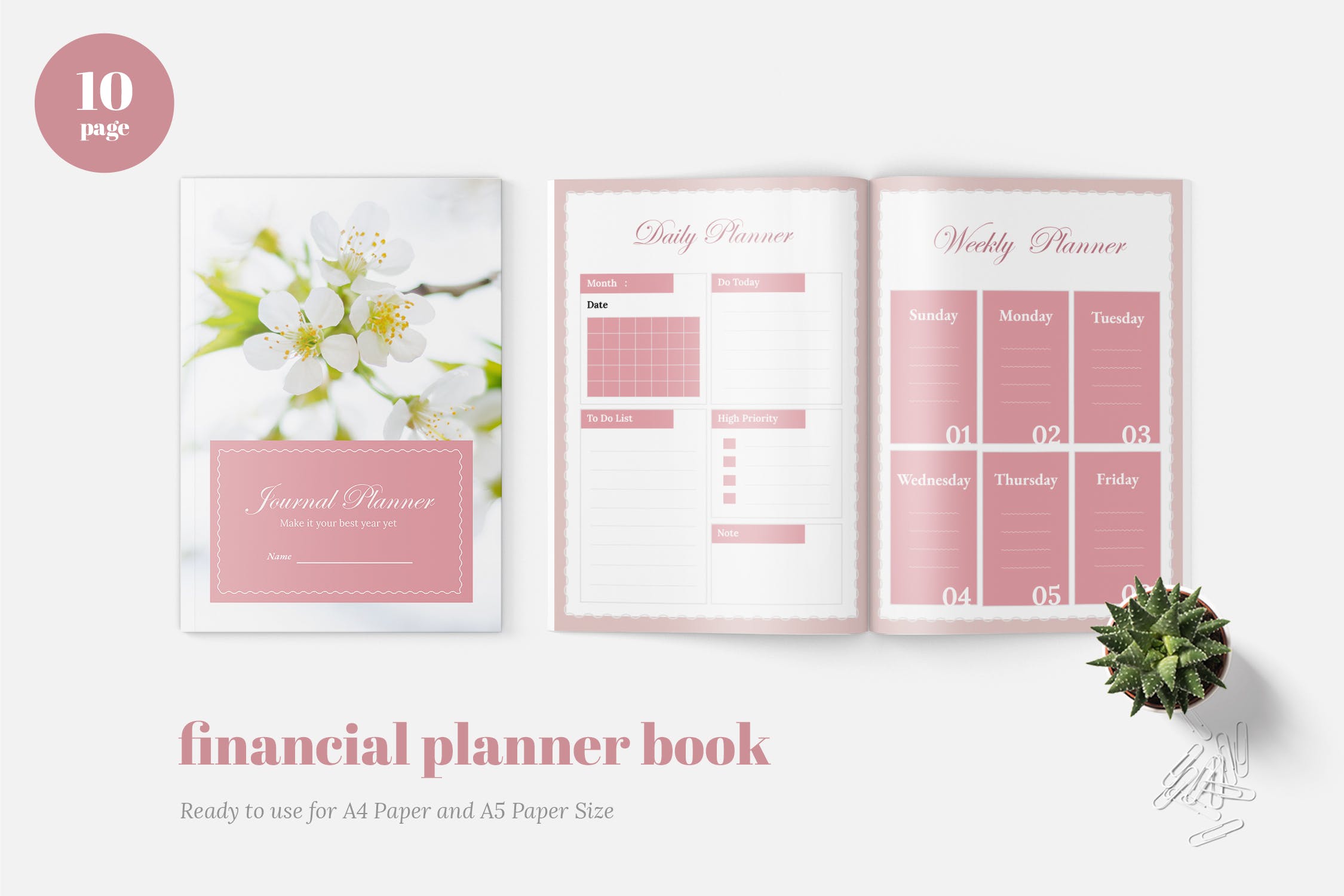 粉色记账本手账本设计模板 Finance Daily Planner Book插图