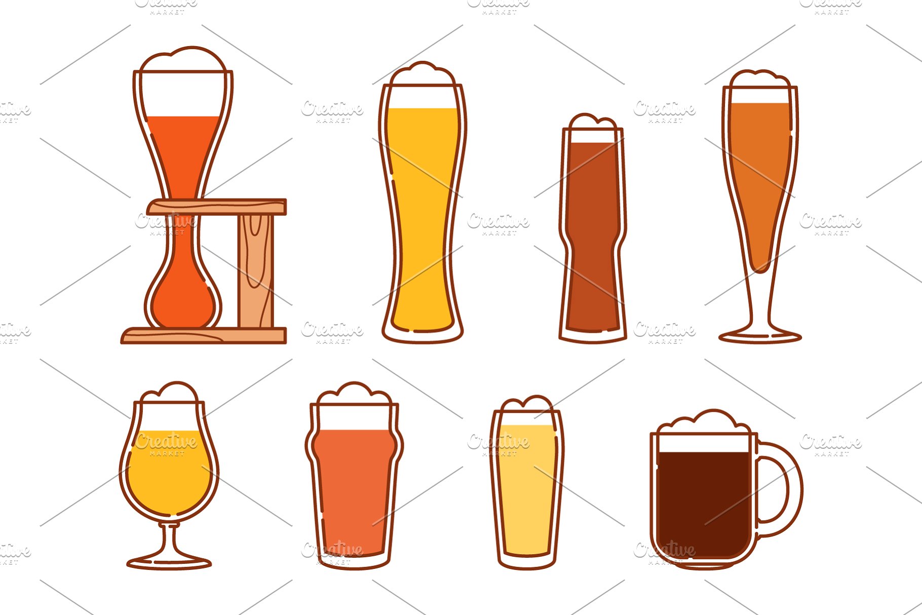 啤酒主题素材（杯子、图标&Logo） Beer glasses, icons and logos插图(1)