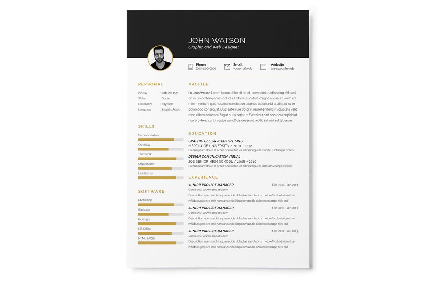 黑白简约风个人简历＆介绍信版式设计模板 Resume + Cover Letter插图(2)