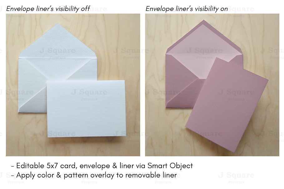 经典贺卡&信封样机模板 Organic-Styled 5×7 Card Set Mock Ups插图(4)