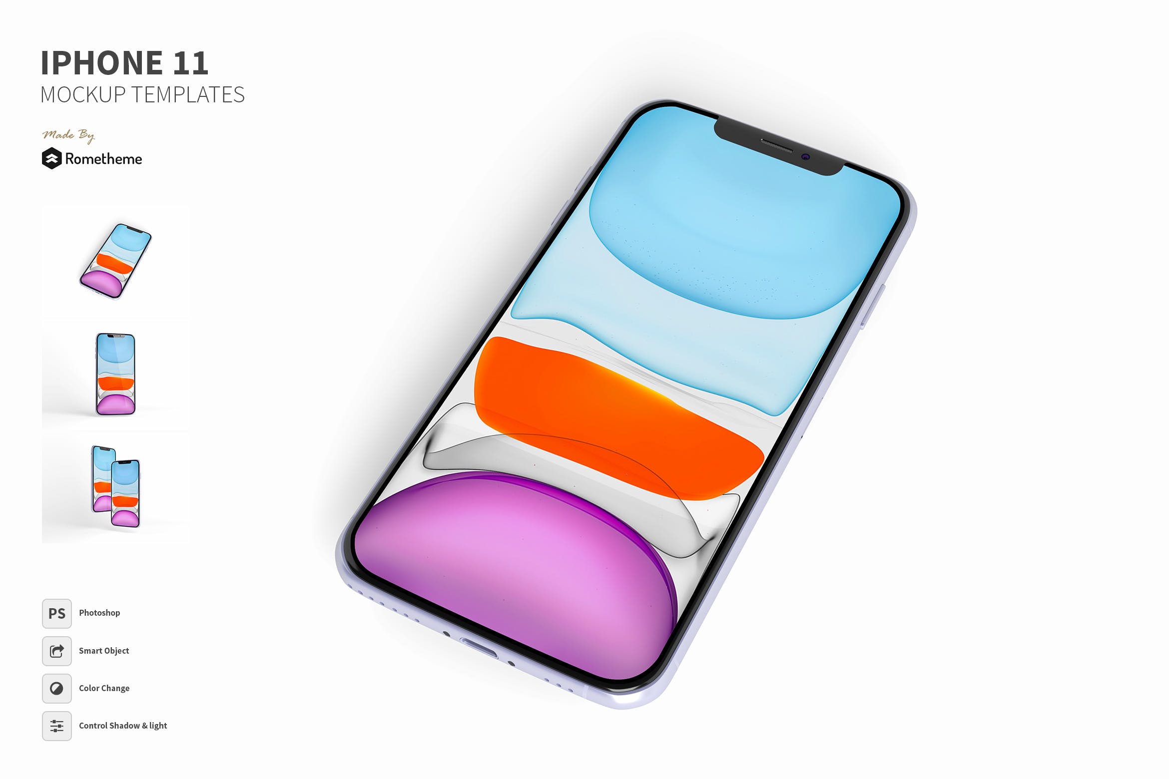 iPhone 11手机多角度正面视图样机模板 IPhone 11 Mockup插图