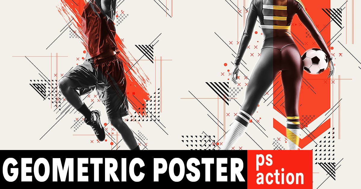 几何线条特效体育运动海报设计PS动作预设插图
