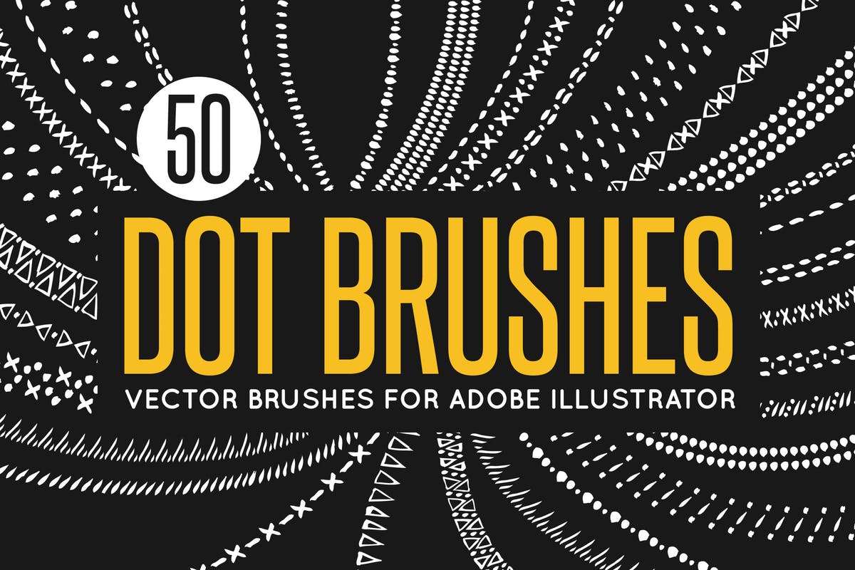 50款矢量绘画装饰元素图案AI笔刷 50 Vector Dot Brushes插图