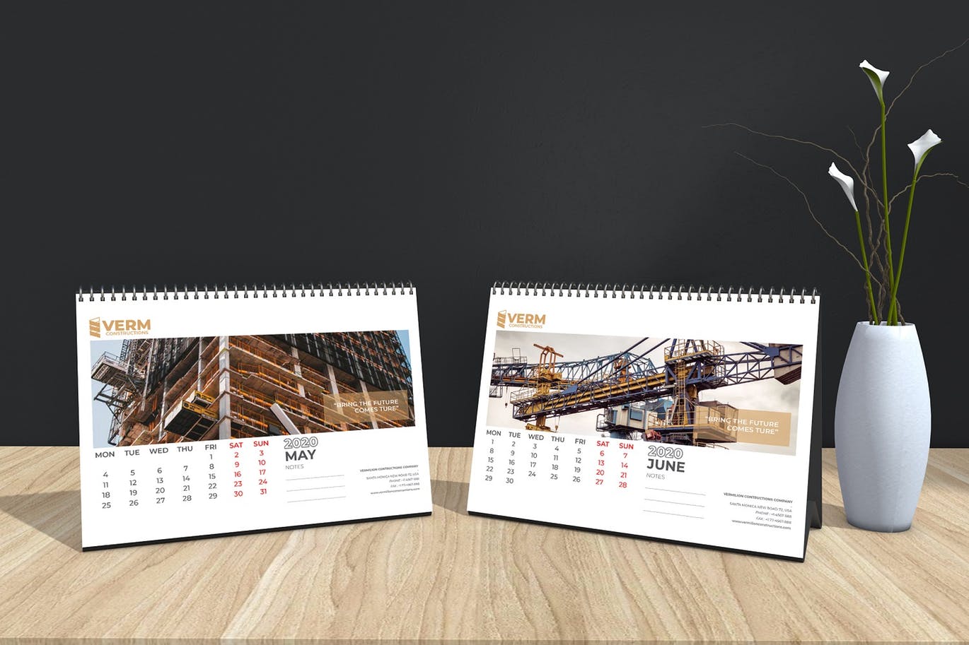 2020年建筑主题台历&挂墙日历表设计模板 Construction Wall & Table Calendar 2020插图(11)