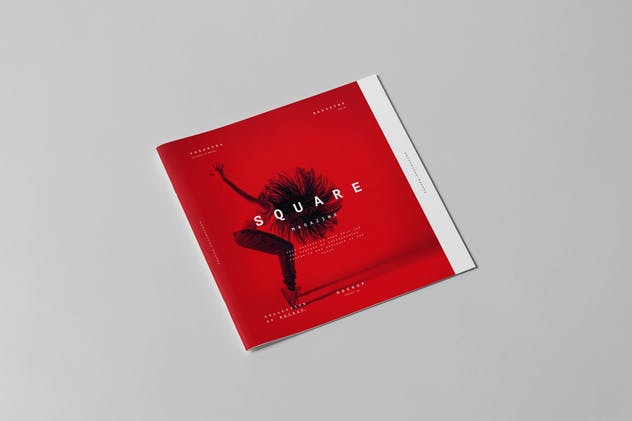 方形画册小册子样机模板v2 Square Brochure Mock-up 2插图(1)