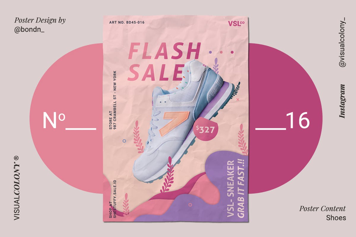 运动鞋单品发布海报设计模板 Sneakers Poster插图